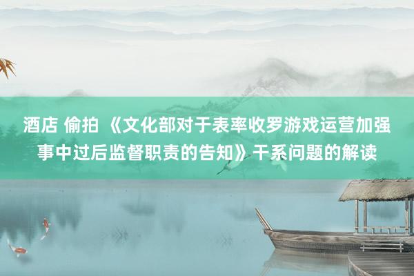 酒店 偷拍 《文化部对于表率收罗游戏运营加强事中过后监督职责的告知》干系问题的解读