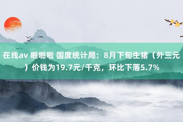 在线av 啪啪啦 国度统计局：8月下旬生猪（外三元）价钱为19.7元/千克，环比下落5.7%