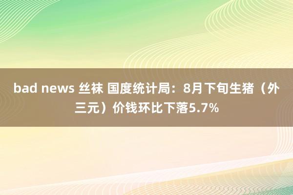 bad news 丝袜 国度统计局：8月下旬生猪（外三元）价钱环比下落5.7%