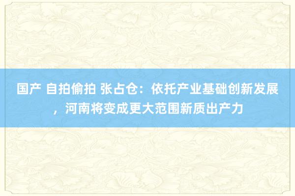国产 自拍偷拍 张占仓：依托产业基础创新发展，河南将变成更大范围新质出产力