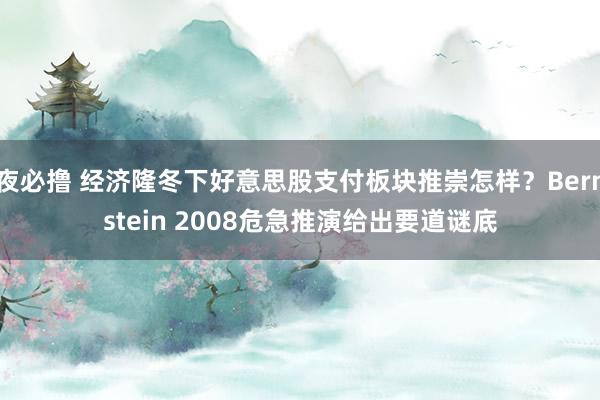 夜必撸 经济隆冬下好意思股支付板块推崇怎样？Bernstein 2008危急推演给出要道谜底