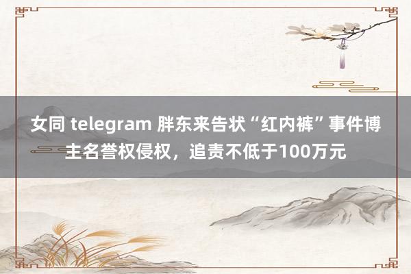 女同 telegram 胖东来告状“红内裤”事件博主名誉权侵权，追责不低于100万元